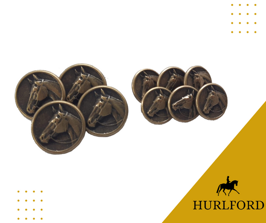 Horse Head Button Set Bronze